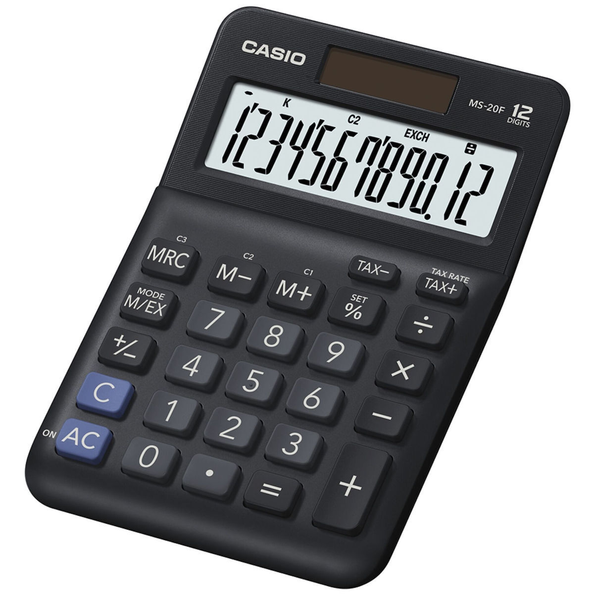 Casio Αριθμομηχανή Λογιστική 12 Ψηφίων σε Μαύρο Χρώμα MS-20F