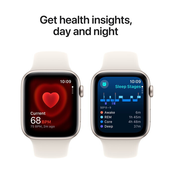 Apple Watch SE 2024 Aluminium 40mm Αδιάβροχο με Παλμογράφο (Starlight με Starlight Sport Band (S/M)) - Image 4