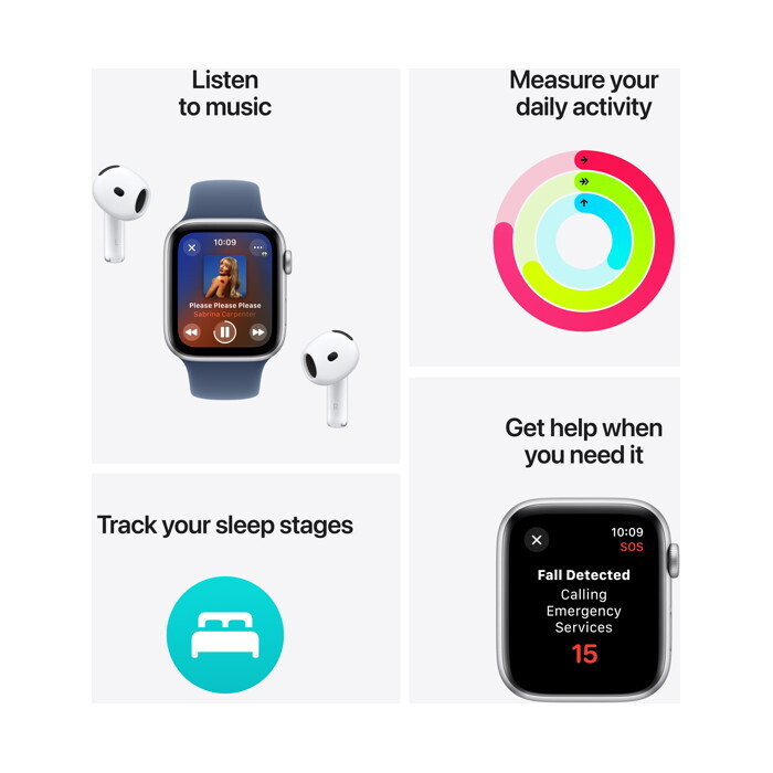 Apple Watch SE 2024 Aluminium 40mm Αδιάβροχο με Παλμογράφο (Starlight με Starlight Sport Band (S/M)) - Image 7