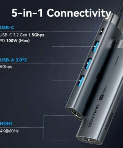 Alternative view of Vention USB-C Docking Station με HDMI 4K PD Γκρι (TGMHB)