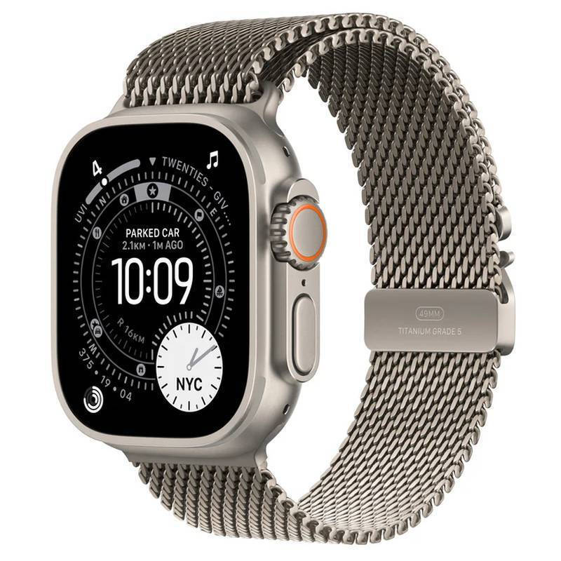 Apple Watch Ultra 3 Titanium 49mm Αδιάβροχο με eSIM και Παλμογράφο (Natural Titanium Case with Natural Titanium Milanese Loop - Medium)