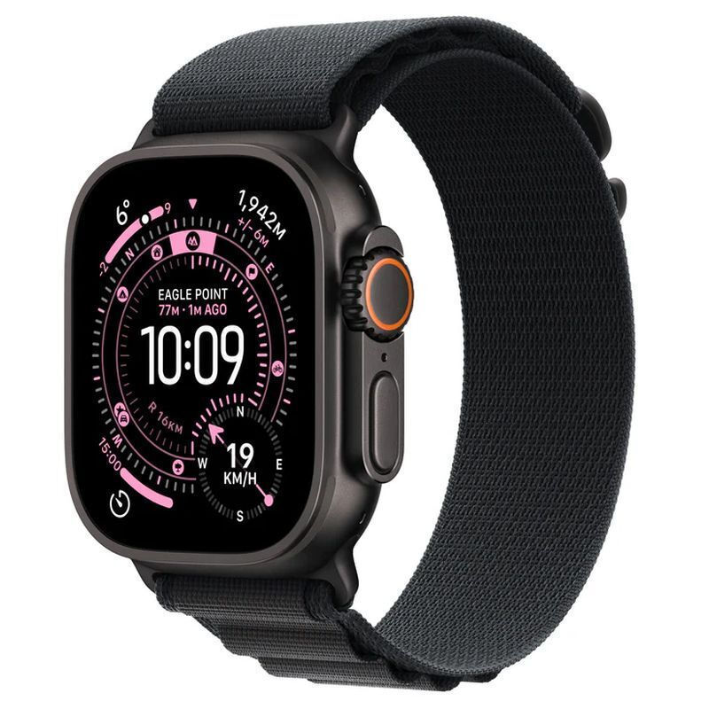 Apple Watch Ultra 3 Titanium 49mm Αδιάβροχο με eSIM και Παλμογράφο (Black Titanium Case with Black Alpine Loop - Small)