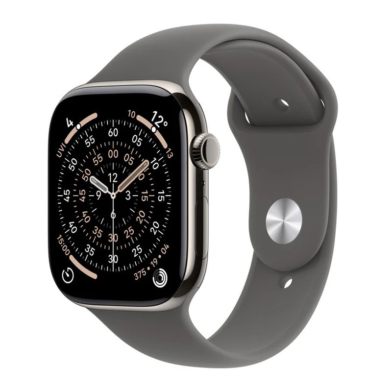 Apple Watch Series 11 Cellular Titanium 42mm Αδιάβροχο με eSIM και Παλμογράφο (Natural Titanium Case with Stone Grey Sport Band - M/L)