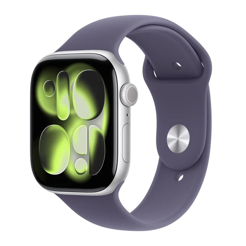 Apple Watch Series 11 Aluminium 42mm Αδιάβροχο με Παλμογράφο (Silver Aluminium Case with Purple Fog Sport Band - M/L)