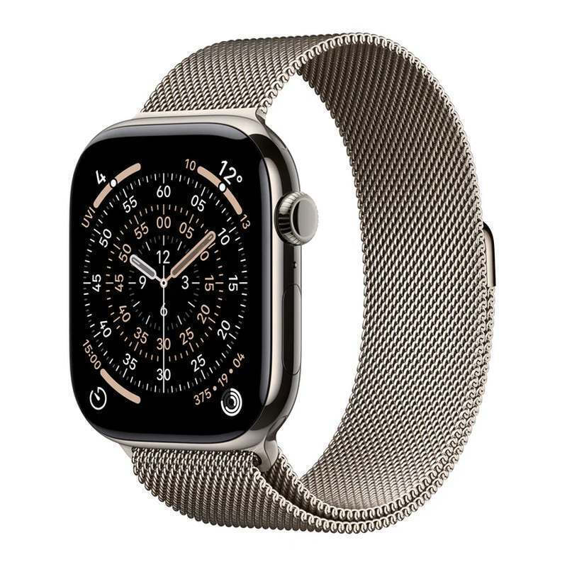 Apple Watch Series 11 Cellular Titanium 46mm Αδιάβροχο με eSIM και Παλμογράφο (Natural Titanium Case with Natural Milanese Loop - S/M)