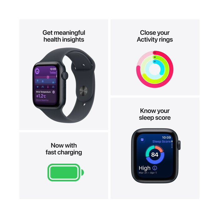 Apple Watch SE 3 Cellular Aluminium 40mm Αδιάβροχο με eSIM και Παλμογράφο (Midnight Aluminium Case with Midnight Sport Band - M/L) - Image 2
