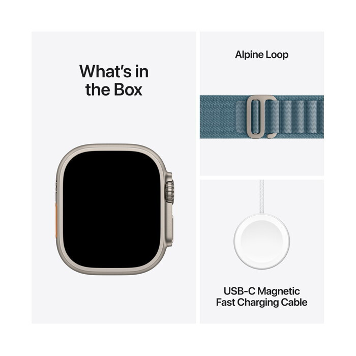 Apple Watch Ultra 3 Titanium 49mm Αδιάβροχο με eSIM και Παλμογράφο (Natural Titanium Case with Light Blue Alpine Loop - Medium) - Image 5