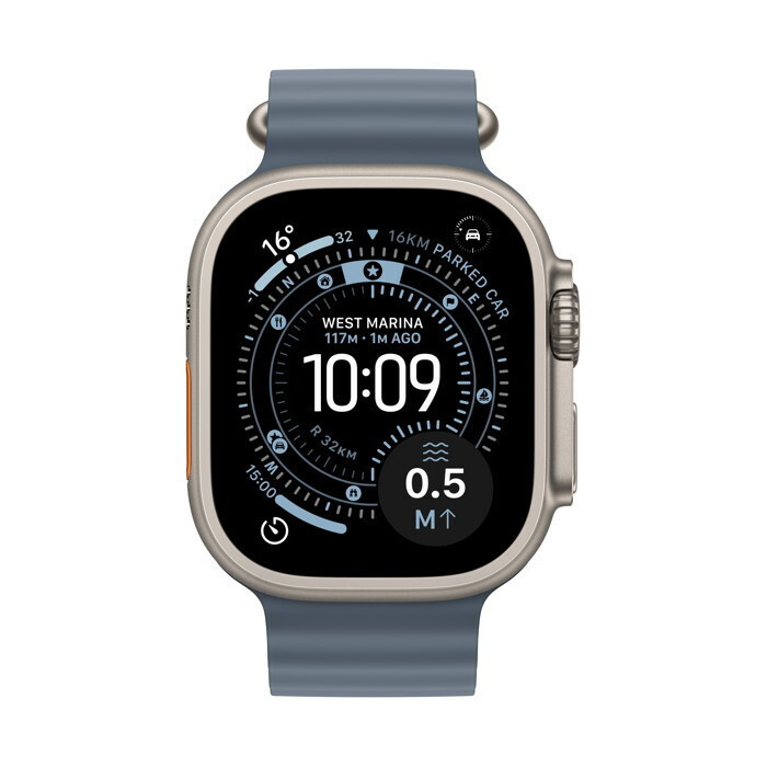 Apple Watch Ultra 3 Titanium 49mm Αδιάβροχο με eSIM και Παλμογράφο (Natural Titanium Case with Anchor Blue Ocean Band) - Image 5