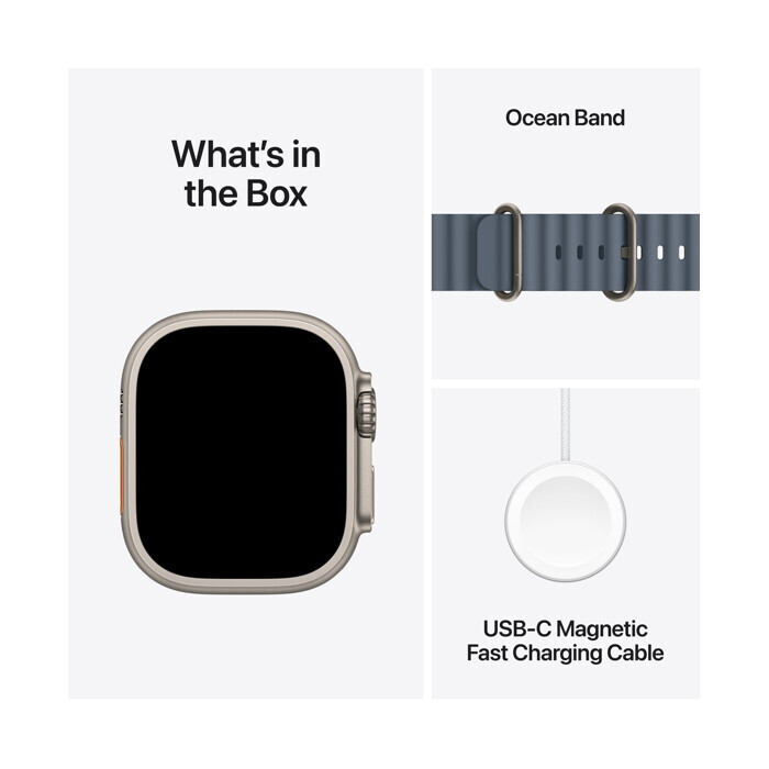 Apple Watch Ultra 3 Titanium 49mm Αδιάβροχο με eSIM και Παλμογράφο (Natural Titanium Case with Anchor Blue Ocean Band) - Image 6