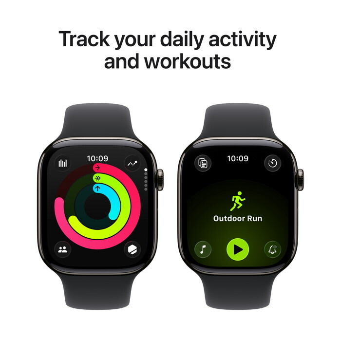 Apple Watch Series 11 Cellular Titanium 46mm Αδιάβροχο με eSIM και Παλμογράφο (Slate Titanium Case with Black Sport Band - M/L) - Image 4