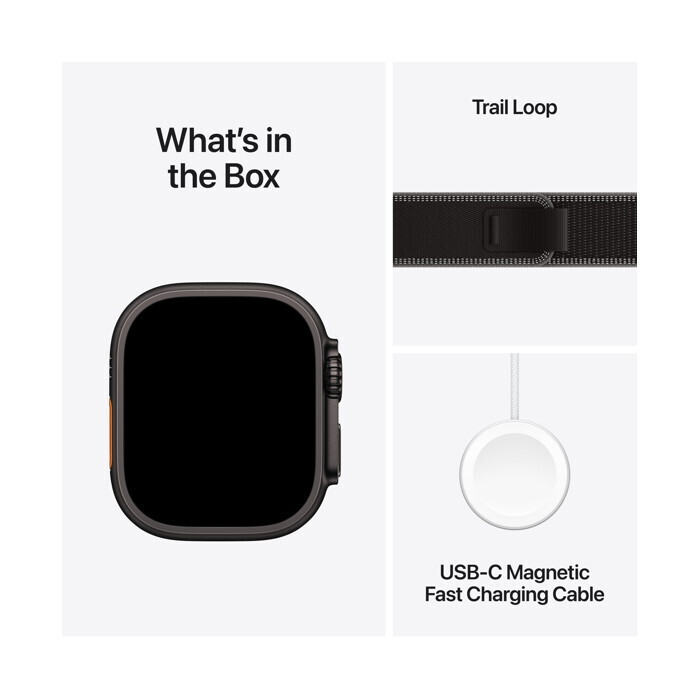 Apple Watch Ultra 3 Titanium 49mm Αδιάβροχο με eSIM και Παλμογράφο (Black Titanium Case with Black/Charcoal Trail Loop - S/M) - Image 5