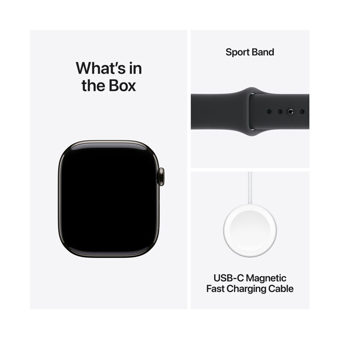 Apple Watch Series 11 Cellular Titanium 46mm Αδιάβροχο με eSIM και Παλμογράφο (Slate Titanium Case with Black Sport Band - S/M) - Image 5