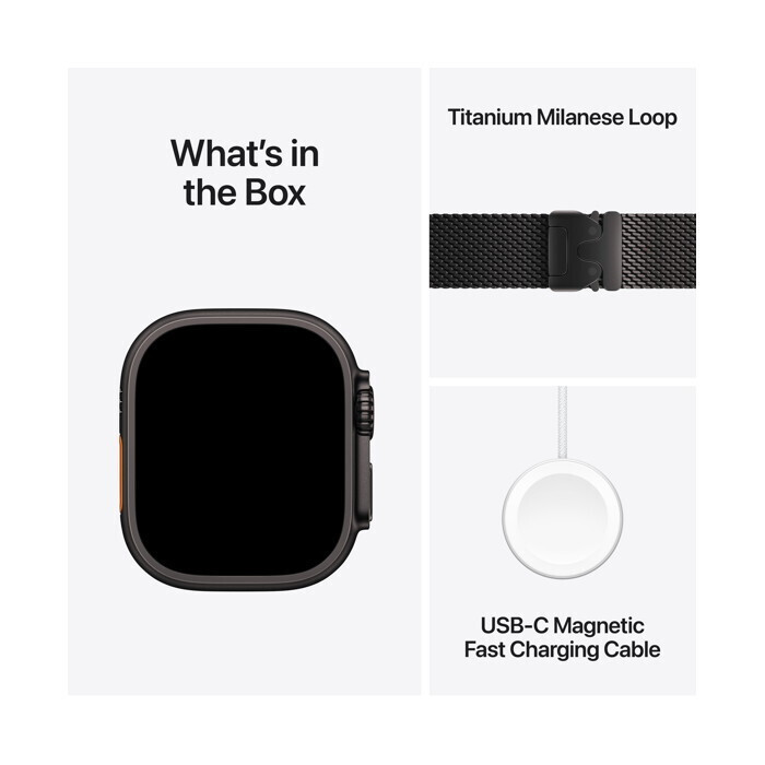 Apple Watch Ultra 3 Titanium 49mm Αδιάβροχο με eSIM και Παλμογράφο (Black Titanium Case with Black Titanium Milanese Loop - Small) - Image 6