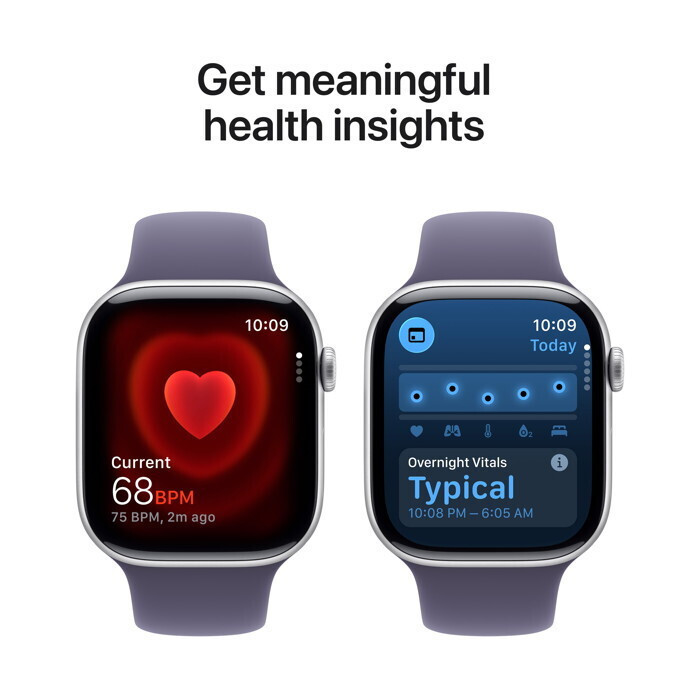 Apple Watch Series 11 Aluminium 42mm Αδιάβροχο με Παλμογράφο (Silver Aluminium Case with Purple Fog Sport Band - M/L) - Image 2