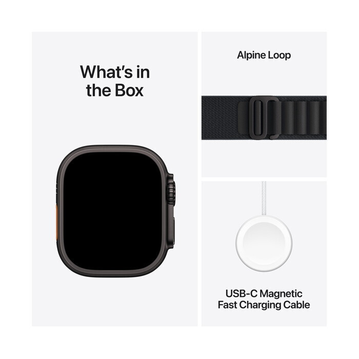 Apple Watch Ultra 3 Titanium 49mm Αδιάβροχο με eSIM και Παλμογράφο (Black Titanium Case with Black Alpine Loop - Small) - Image 5