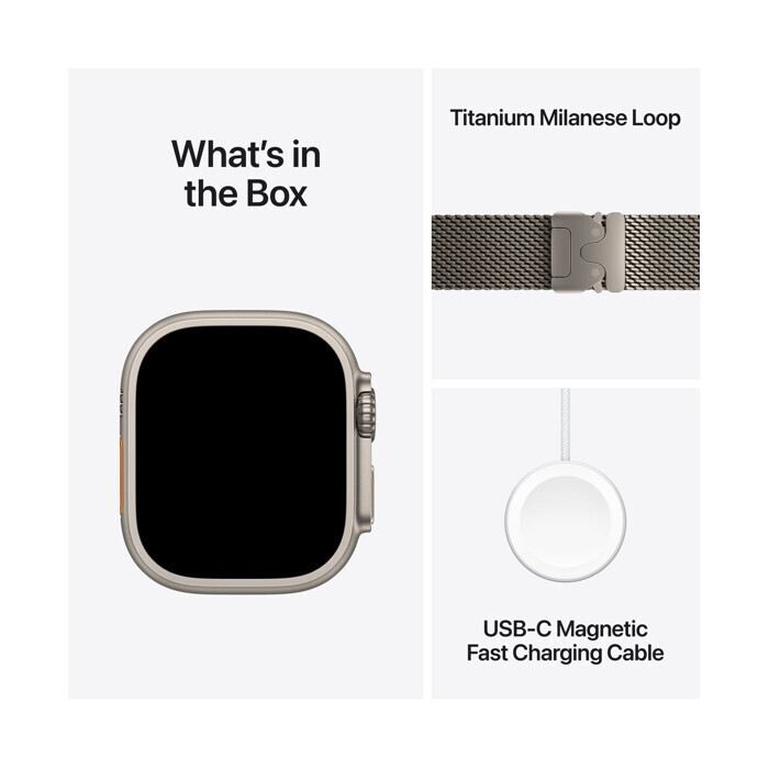 Apple Watch Ultra 3 Titanium 49mm Αδιάβροχο με eSIM και Παλμογράφο (Natural Titanium Case with Natural Titanium Milanese Loop - Medium) - Image 6