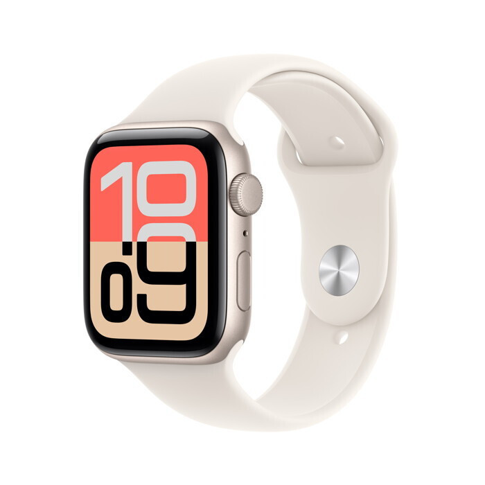 Apple Watch SE 3 Cellular Aluminium 44mm Αδιάβροχο με eSIM και Παλμογράφο (Starlight Aluminium Case with Starlight Sport Band - M/L) - Image 2