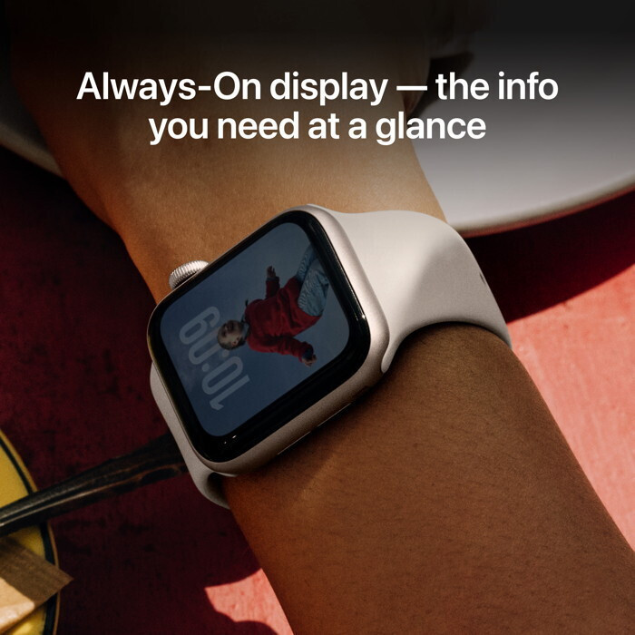 Apple Watch SE 3 Cellular Aluminium 44mm Αδιάβροχο με eSIM και Παλμογράφο (Starlight Aluminium Case with Starlight Sport Band - M/L) - Image 4