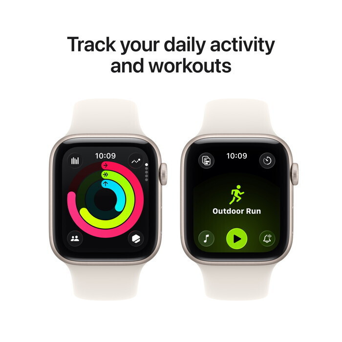 Apple Watch SE 3 Cellular Aluminium 44mm Αδιάβροχο με eSIM και Παλμογράφο (Starlight Aluminium Case with Starlight Sport Band - M/L) - Image 5