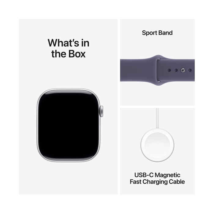 Apple Watch Series 11 Cellular Aluminium 46mm Αδιάβροχο με eSIM και Παλμογράφο (Silver Aluminium Case with Purple Fog Sport Band - S/M) - Image 6