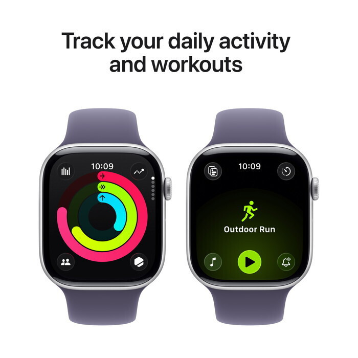 Apple Watch Series 11 Cellular Aluminium 46mm Αδιάβροχο με eSIM και Παλμογράφο (Silver Aluminium Case with Purple Fog Sport Band - S/M) - Image 5
