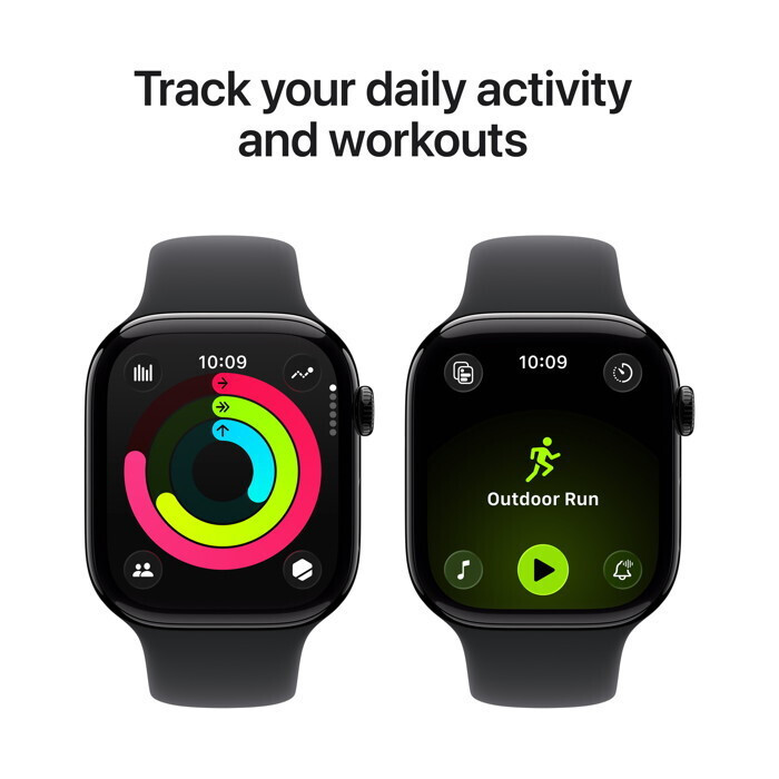 Apple Watch Series 11 Cellular Aluminium 46mm Αδιάβροχο με eSIM και Παλμογράφο (Jet Black Aluminium Case with Black Sport Band - S/M) - Image 4
