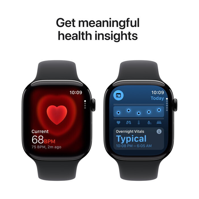 Apple Watch Series 11 Cellular Aluminium 46mm Αδιάβροχο με eSIM και Παλμογράφο (Jet Black Aluminium Case with Black Sport Band - S/M) - Image 5