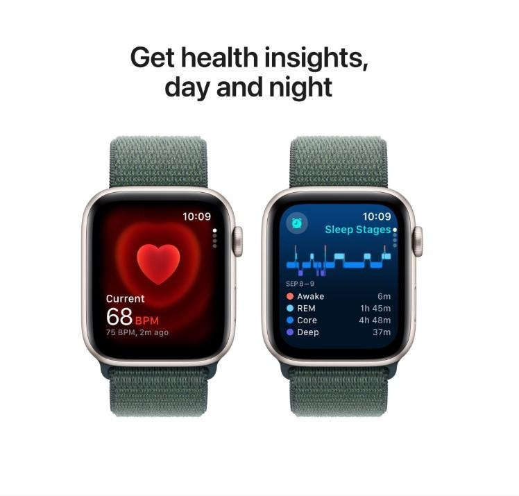 Apple Watch SE 2024 Aluminium 44mm Αδιάβροχο με Παλμογράφο (Starlight με Lake Green Sport Loop) - Image 3