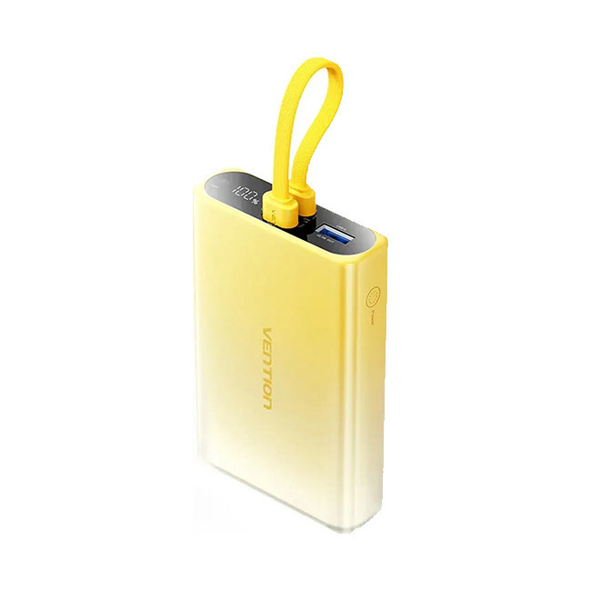 Vention Power Bank 10000mAh 22.5W με Θύρα USB-A και Θύρα USB-C Κίτρινο