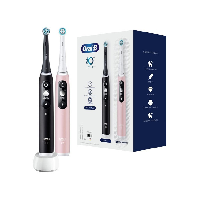 Oral-B iO Series 6 Ηλεκτρική Οδοντόβουρτσα με Χρονομετρητή, Αισθητήρα Πίεσης και Θήκη Ταξιδίου Duo Pack Black/Pink - Image 5