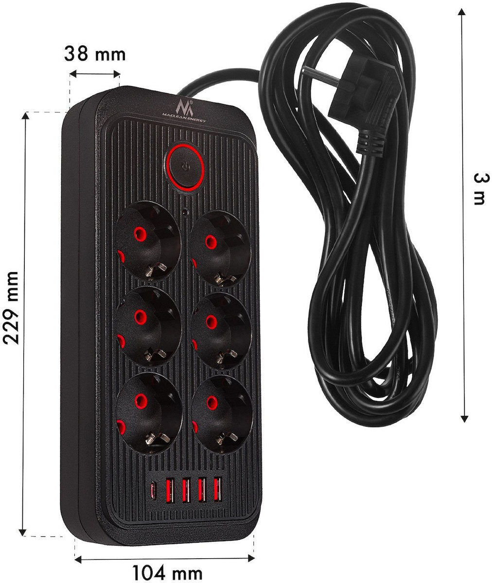 Maclean Energy Πολύπριζο 6 Θέσεων με Καλώδιο 3m MCE391 B - Image 7