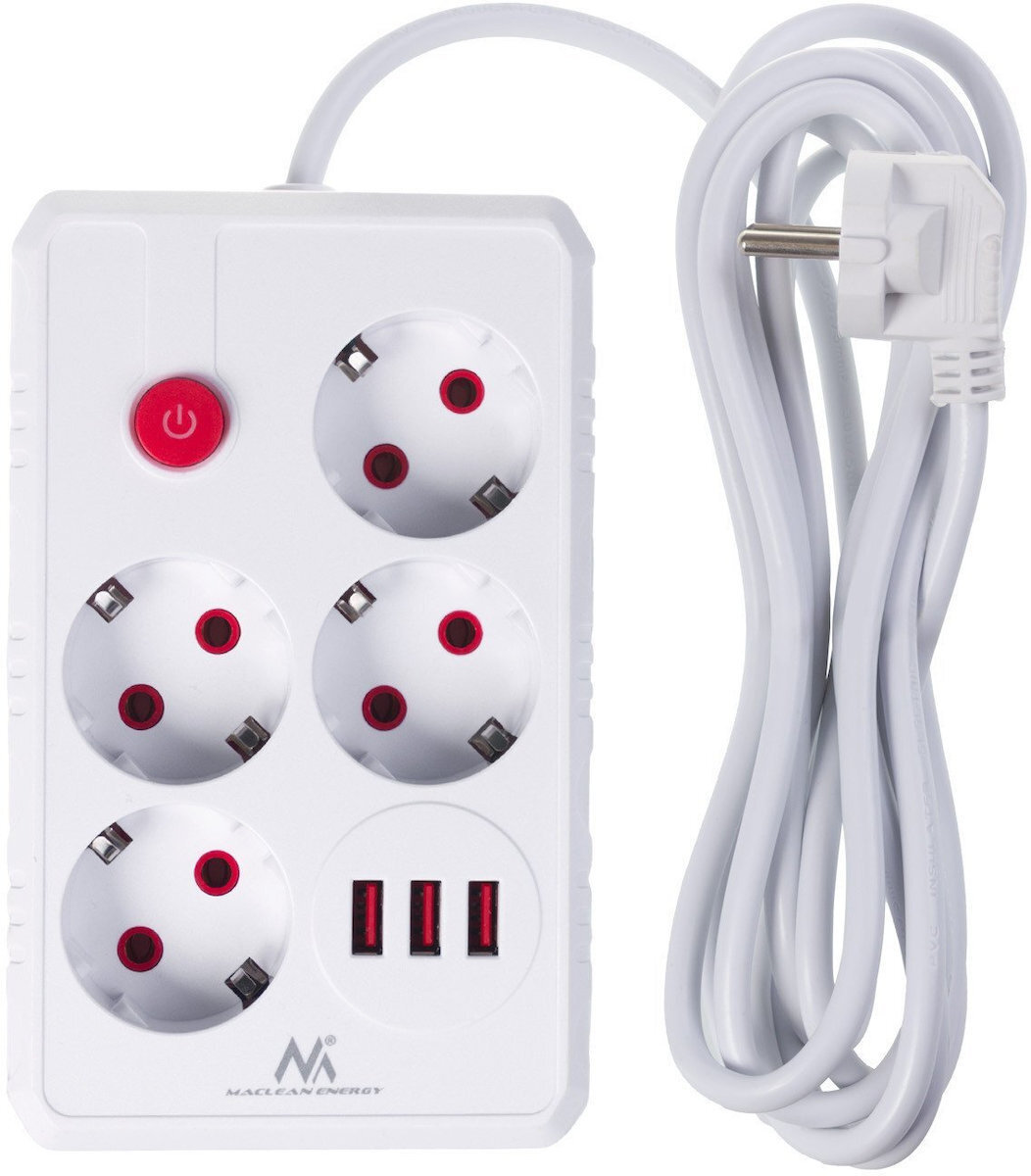 Maclean Energy Πολύπριζο 4 Θέσεων με Καλώδιο 3m MCE393 W - Image 2