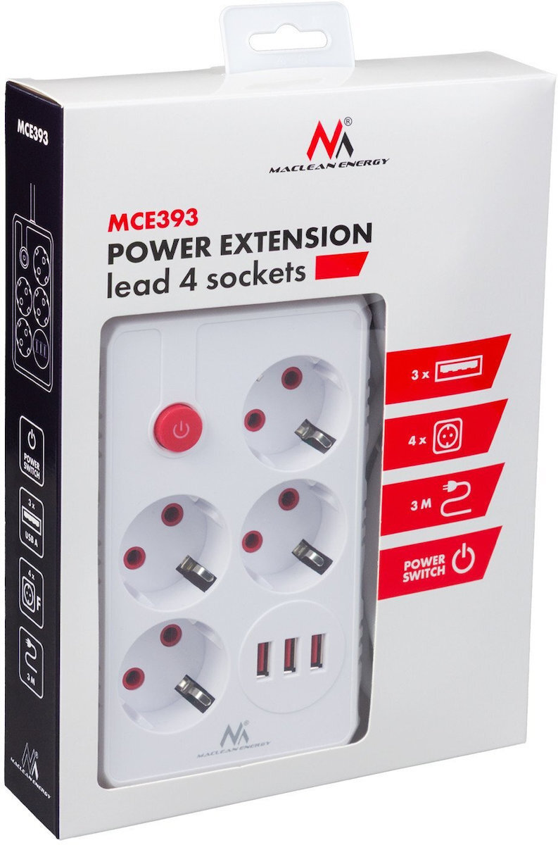 Maclean Energy Πολύπριζο 4 Θέσεων με Καλώδιο 3m MCE393 W - Image 6