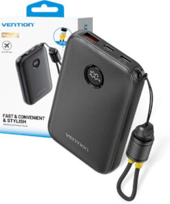 Alternative view of Vention Power Bank 10000mAh 22.5W με Θύρα USB-A και Θύρα USB-C Μαύρο