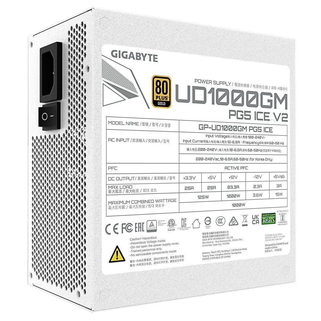 Gigabyte GP-UD1000GM PG5 rev. 2.0 1000W Λευκό Τροφοδοτικό Υπολογιστή Full Modular 80 Plus Gold - Image 4