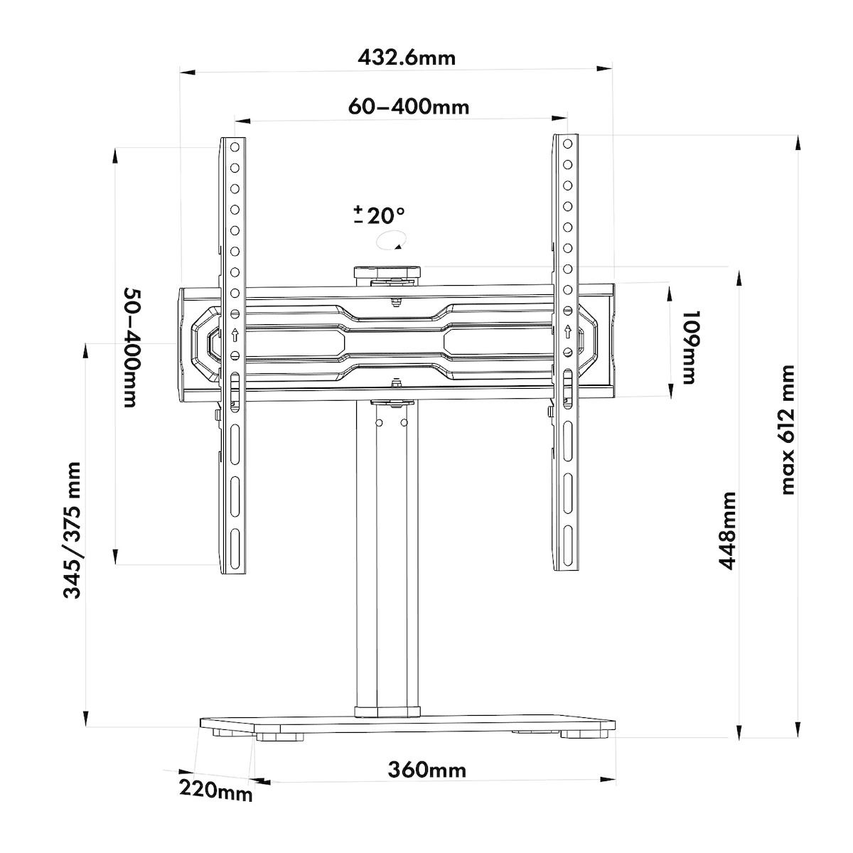 Maclean Energy MC-132 Βάση Τηλεόρασης Τοίχου έως 55" και 35kg - Image 6
