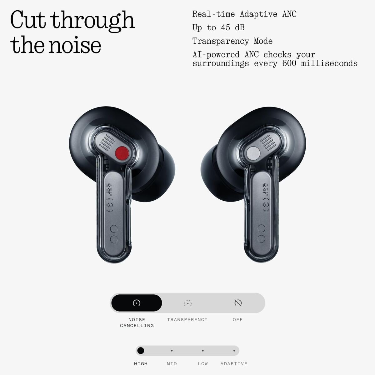 Nothing ear (3) In-ear Bluetooth Handsfree Ακουστικά με Αντοχή στον Ιδρώτα και Θήκη Φόρτισης Μαύρα - Image 3