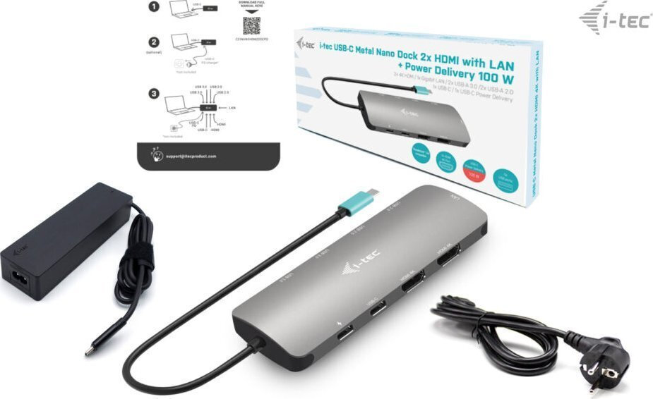 i-tec Metal Nano USB-C Docking Station με HDMI 4K PD Ethernet και σύνδεση 2 Οθονών Ασημί - Image 6