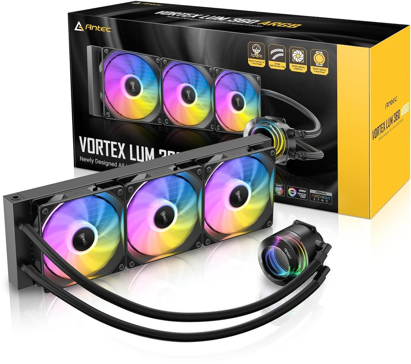 Antec Vortex Lum 360 Υδρόψυξη Επεξεργαστή Τριπλού Ανεμιστήρα 120mm για Socket AM4/AM5/1200/115x με ARGB Φωτισμό - Image 6
