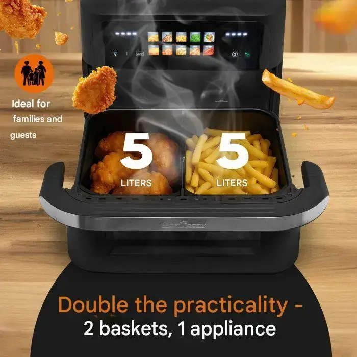 Profi Cook Air Fryer με Διπλό Αποσπώμενο Κάδο 10lt Μαύρο - Image 4