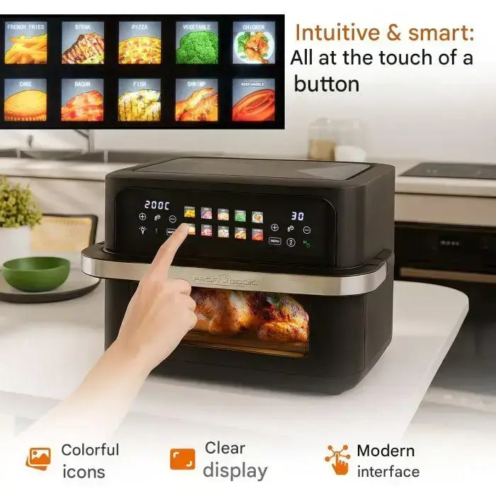 Profi Cook Air Fryer με Διπλό Αποσπώμενο Κάδο 10lt Μαύρο - Image 6