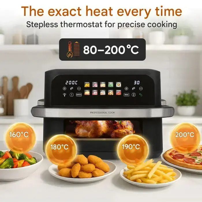 Profi Cook Air Fryer με Διπλό Αποσπώμενο Κάδο 10lt Μαύρο - Image 7