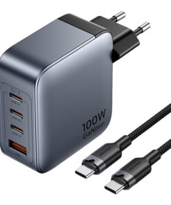 Alternative view of Vention Φορτιστής GaN με Θύρα USB-A και 3 Θύρες USB-C και Καλώδιο USB-C - USB-C 100W Power Delivery Γκρι (TZ-FETH0-EU)