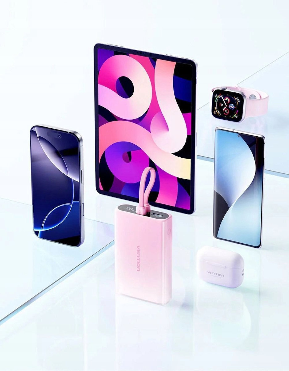 Vention Power Bank 10000mAh 22.5W με Θύρα USB-A και Θύρα USB-C Χρυσό - Image 2