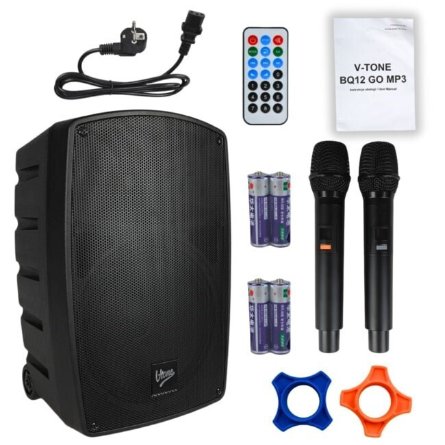 V-tone Ηχείο Karaoke με Ασύρματα Μικρόφωνα BQ12 GO MP3 σε Μαύρο Χρώμα - Image 2