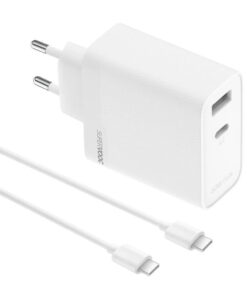 Realme Φορτιστής Χωρίς Καλώδιο με Θύρα USB-A και Θύρα USB-C και Καλώδιο USB-C - USB-C 80W Λευκός (ACCSMREM0011)