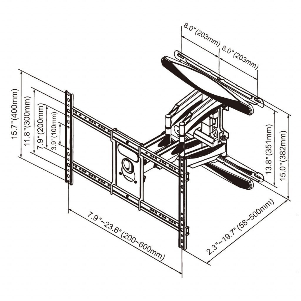 Gart Lcd Led Tv Mount 40-75" 45 Kg Vertical Horizontal Adjustment 58-380 Mm Max Vesa 600x400 - Image 4