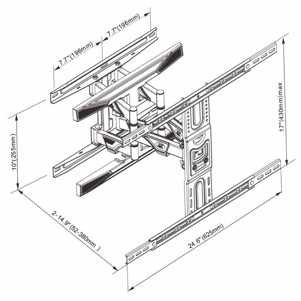 Gart Lcd Led Tv Mount 40-75" 45 Kg Vertical Horizontal Adjustment 52-380 Mm Max Vesa 600x400 - Image 9
