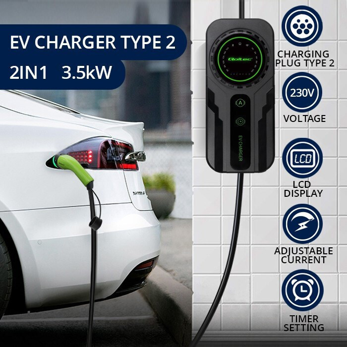 Qoltec Φορητός Σταθμός Φόρτισης 3.5kW με Ενσωματωμένο Καλώδιο Type 2 (52468) - Image 5