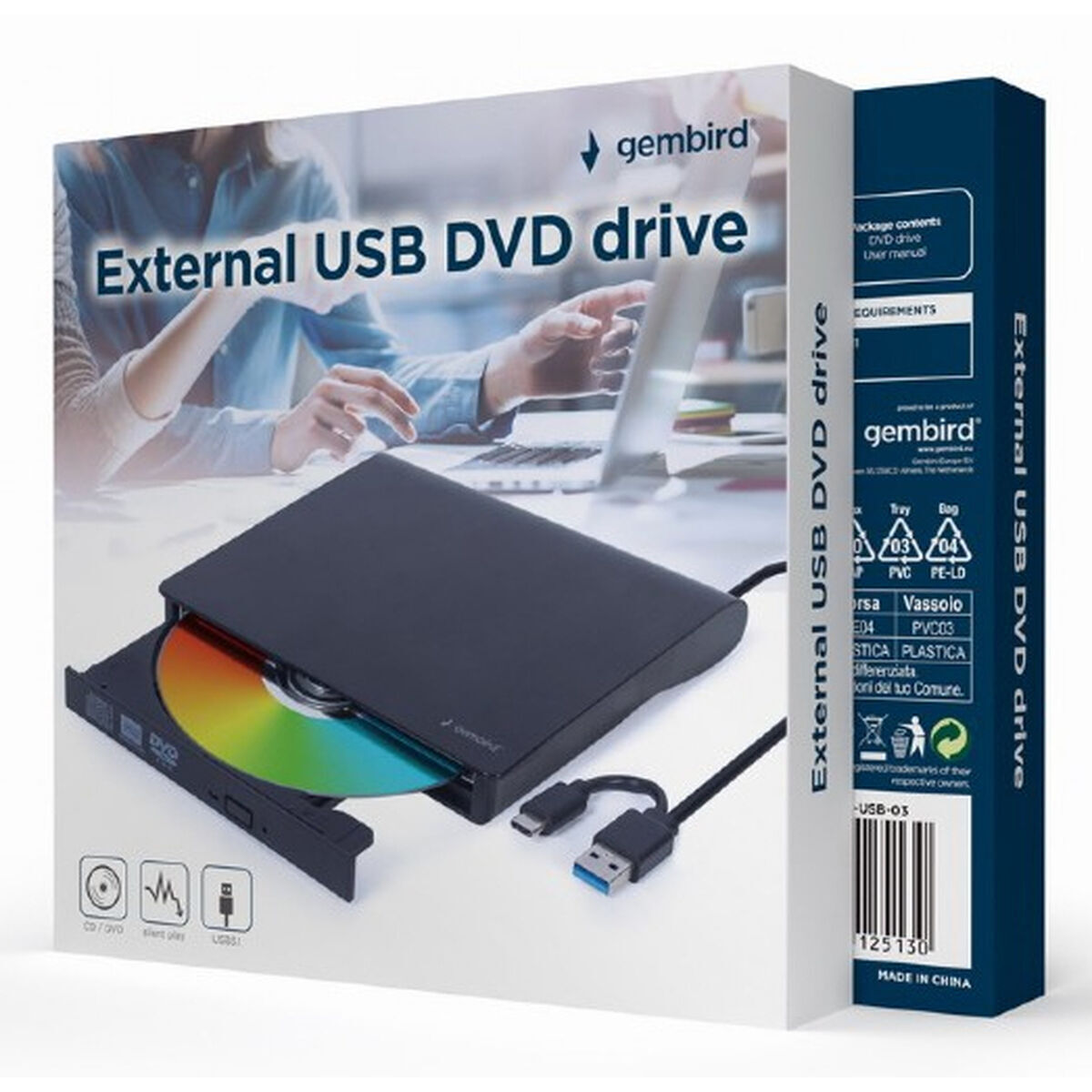 Gembird Εξωτερικός Οδηγός για Laptop Μαύρο DVD-USB-031 - Image 3